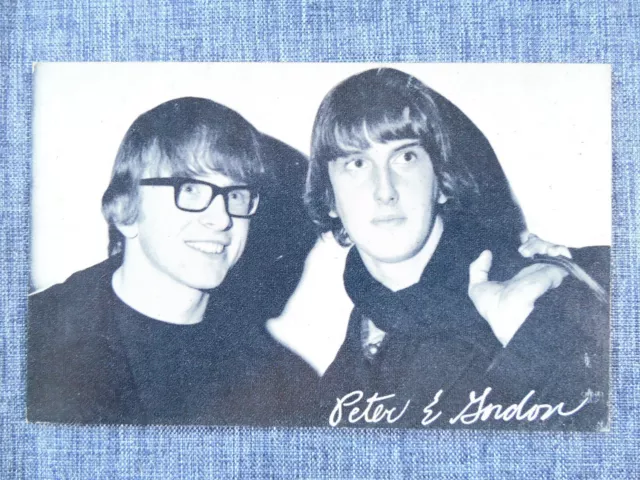 PETER and GORDON Black & White Vintage Celebrity Photo Arcade Card w/ Bio 1960s