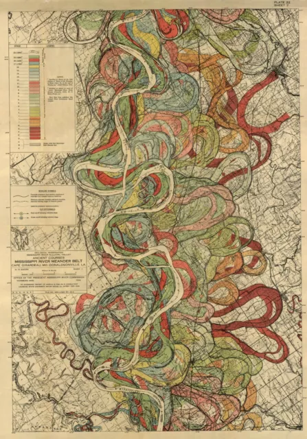 Mississippi River, Art Print, Fisk Mississippi Valley, Harold Fisk Maps, Sheet 7