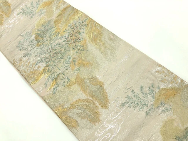 6370891: Japanese Kimono / Vintage Fukuro Obi / Woven Bamboo Grove