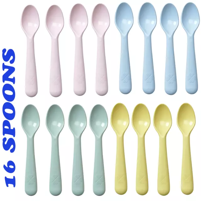 (16) IKEA Kalas Kids Plastic Spoon Multi-Color Tableware Kitchen Ware Fedex 2Day