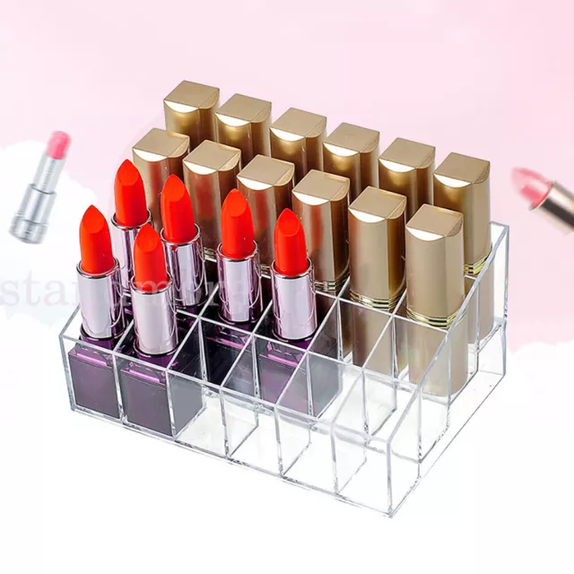 24 Lipstick Makeup Organizer Storage Display Cosmetic Stand Holder Rack