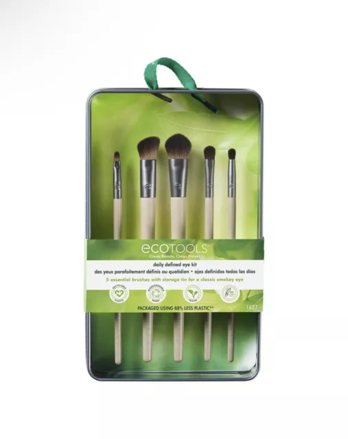 EcoTools Makeup Brushes Set Daily Defined Eyeshadow Brush Beauty Cards & Case