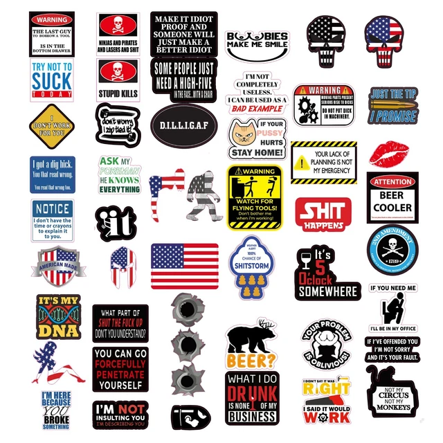 100 FUNNY HARD Hat Stickers Tool Box Construction Helmet Military
