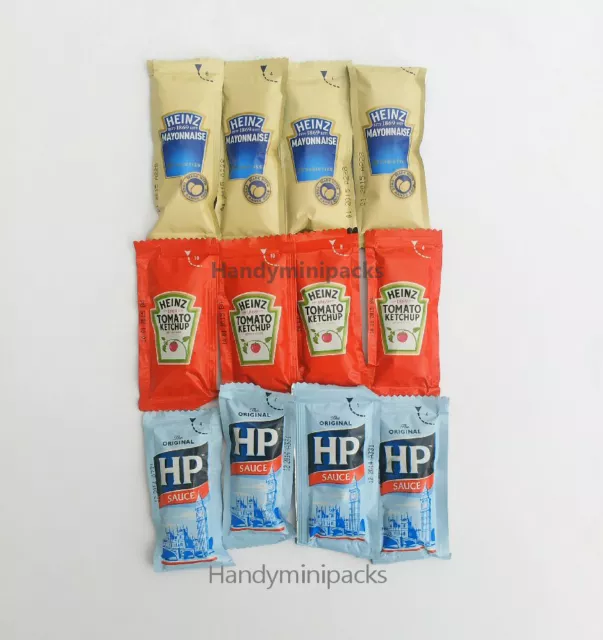 12, 24, 48 Heinz Mixed Sauce Sachets ideal for Holidays, Picnics, Camping