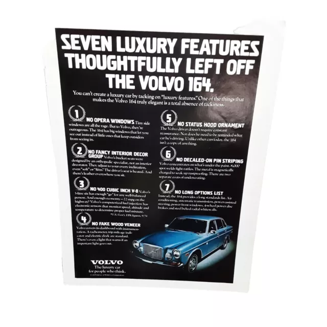 1975 Volvo The Luxury Car vintage Original Print ad
