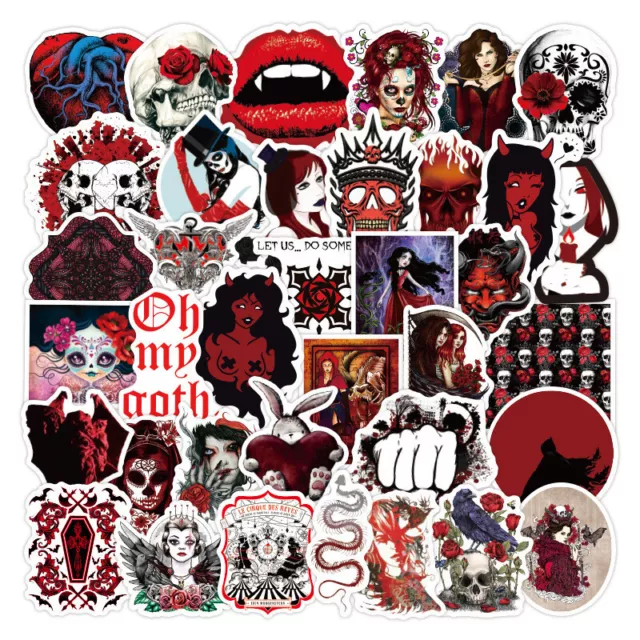 ⭐ 50 Stück Horror / Gothic / Red Goth Devil Style Stickerbomb Aufkleber