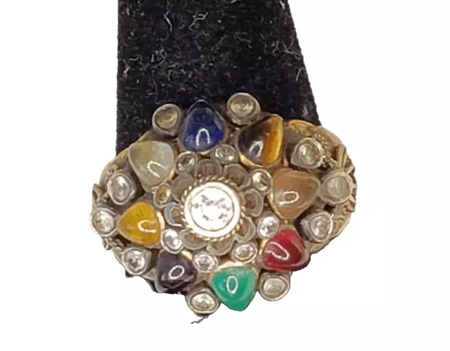 Vintage  10K Multi Gemstone Thai Princess Ring Size 6 1/2