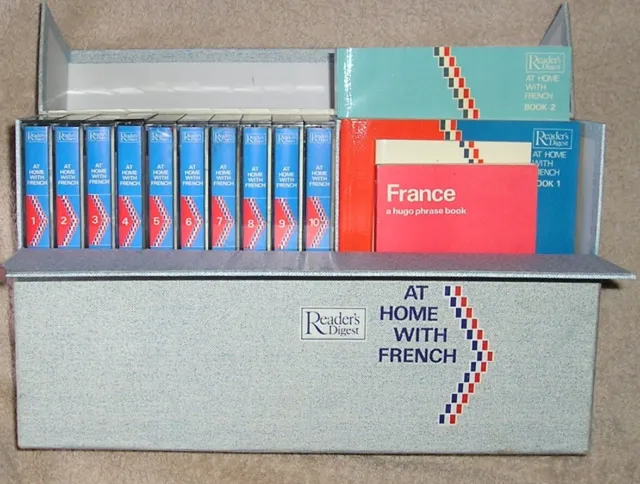 Vintage Readers Digest Boxed French Language Course 10 Cassettes 4 Books Superbe