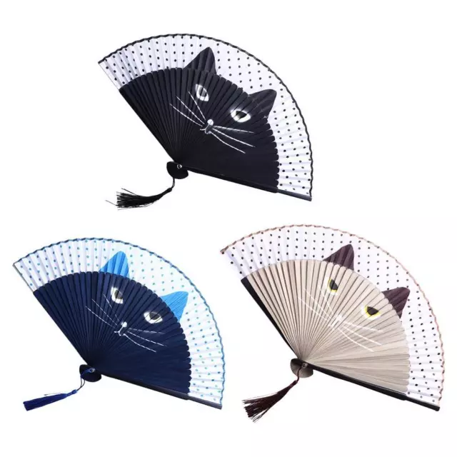 Chinese Style Folding Fan Bamboo Cloth Foldable Hand Held Dance PartyFavor Gift