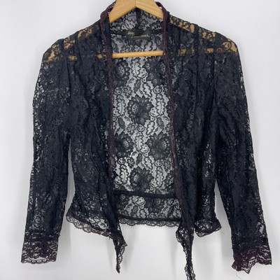 VTG Jessica McClintock Gunne Sax Sweater Womens S Black Lace Black Label Read