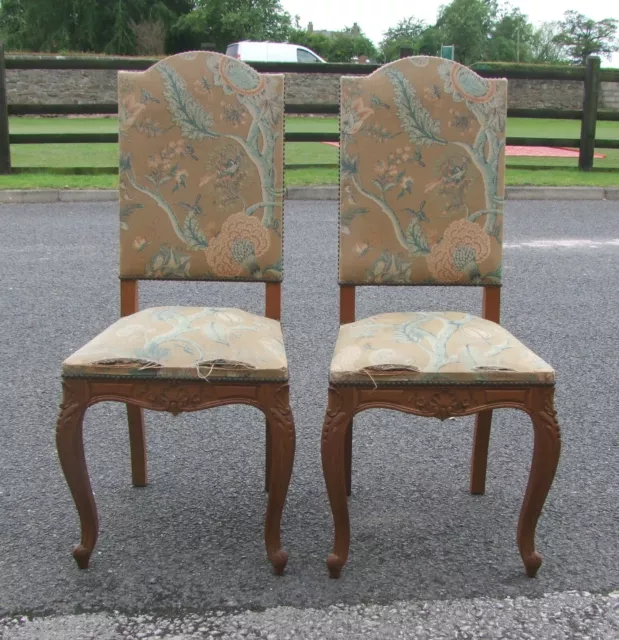 Louis Xv Style French Carved Oak Pair Of Bedroom Chairs -  (Conpbc12)