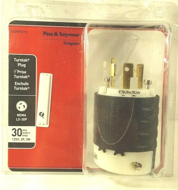 NEW Legrand L530PCCV3 Turnlock 30 Amp Plug NEMA L5-30P Twistlock Turnlock
