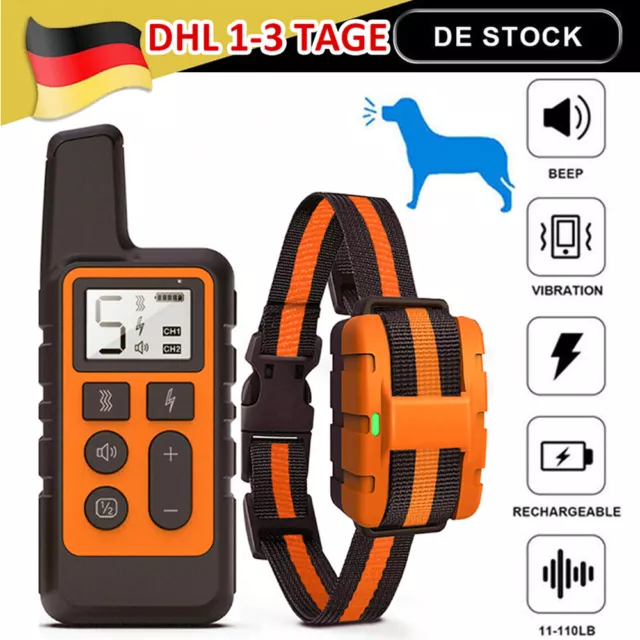 Dog Training Collar USB Rechargeable Electric Shock Remote Control Anti Bark DHL