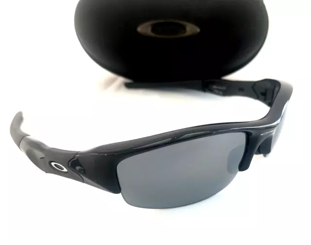 RARE OAKLEY FLAK JACKET 1.0 SUNGLASSES Black w/ Blk Iridium Polarized Lenses A1