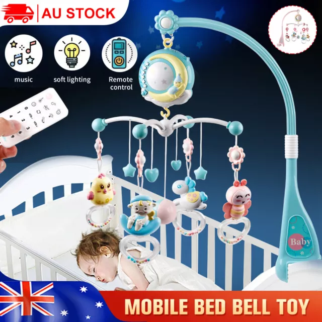 Baby Mobile Crib Cot Musical Toys Wind up Music Box Hanger Arm Bed Bell Gift