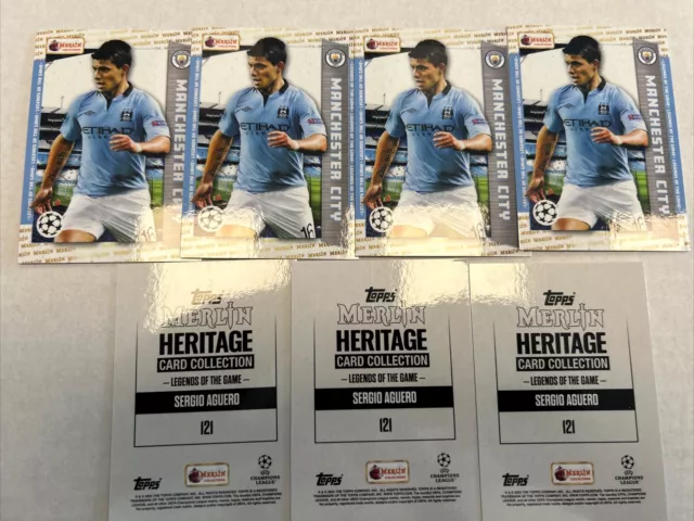 7x Topps Merlin Sergio Aguero „Kun“ Heritage #121 Manchester City