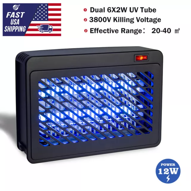 YT 3800V UV Zapper Lamp 12W High Voltage Small Size Indoor Insect Zapper Black