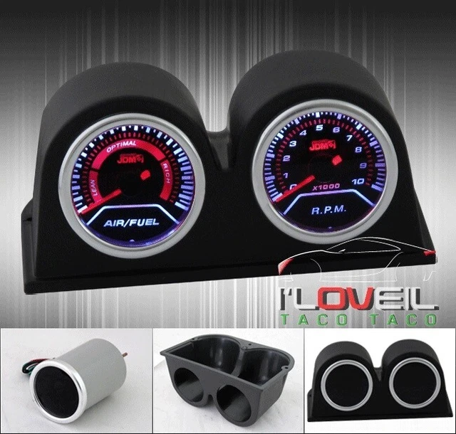Air Fuel Lean Rich + Tachometer Revolution Per Minutes + Twin Pods Holders Combo