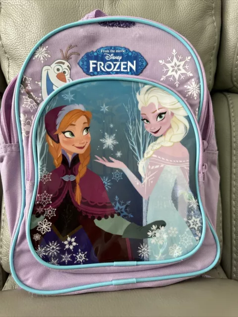 Disney Frozen Niñas Mochila Bolso Escolar Anna Elsa Olaf Lila Con Tubería Azul