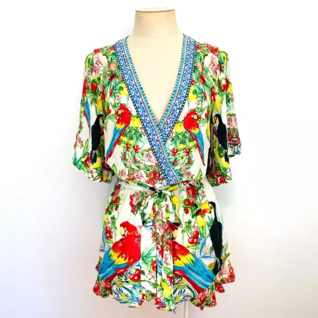 Camilla Romper Size 1 / 8 AU / 4 US Parrots Toucans SILK 'One Flew Over'