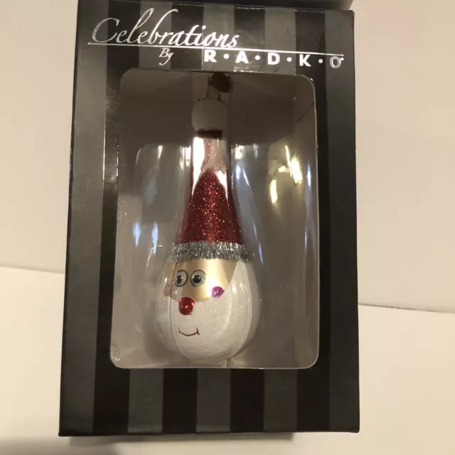 Christopher Radko Celebrations Glass Ornament Googly Eyes Santa