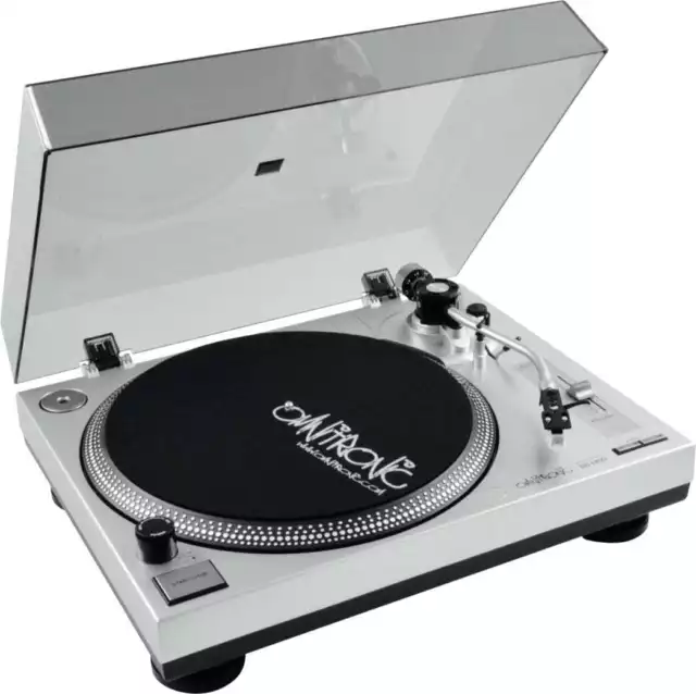 Silberner DJ-Plattenspieler BD-1350 von Omnitronic - Turntable mit Riemenantrieb