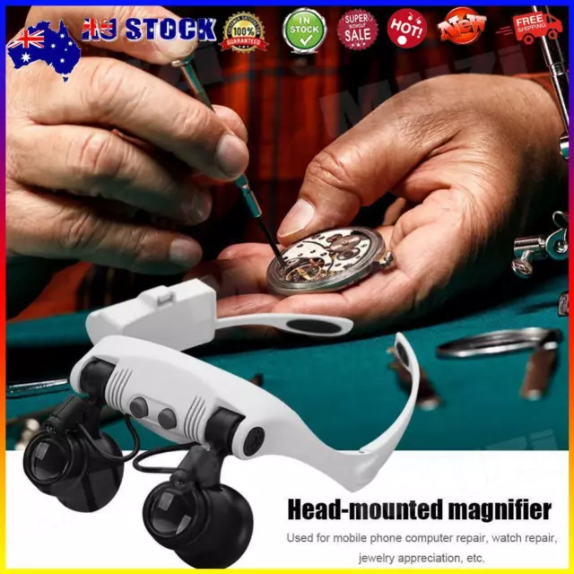 # LED Magnifier Glasses Loupe Magnifying Headband Eyewear for Reading Repairing