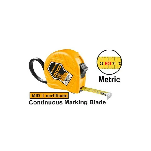 Mètre à Ruban Métrique 5m - Ruban De 19mm En Nylon Blanc - Boîtier ABS