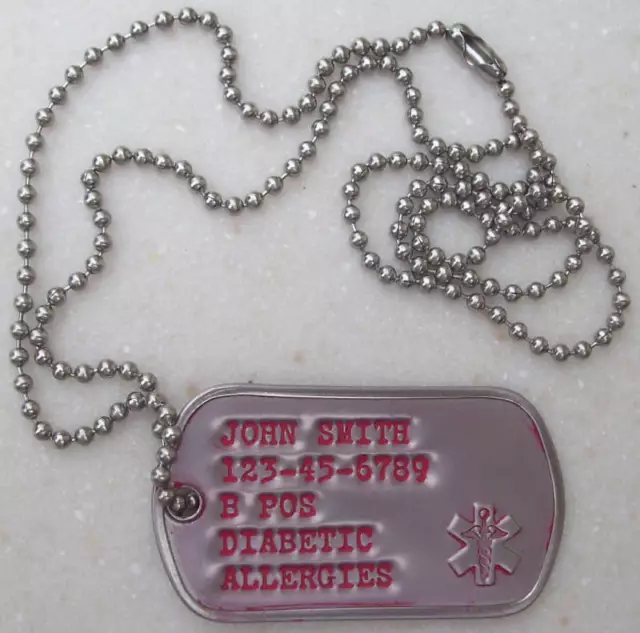 Debossed Medical Info Dog Tag Dogtag Personalized 4 U