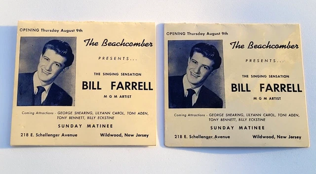 (2) BEACHCOMBER NIGHTCLUB AD CARDS 1950s WILDWOOD NJ w/ SIGNATURES THE WEAVERS