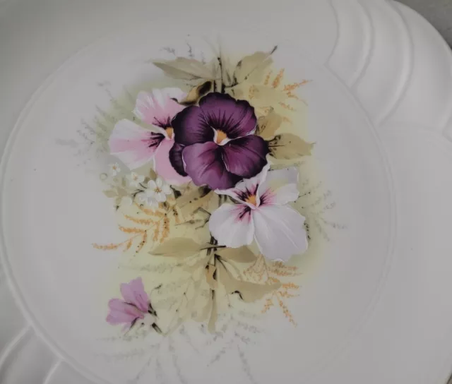 Vintage Royal Vale Serving Plate Purple Pansy Flower Lilac Handle Made England 3