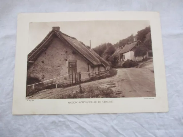 Ancienne Planche Cartonnee +- 1930 Maison Morvandelle En Chaume