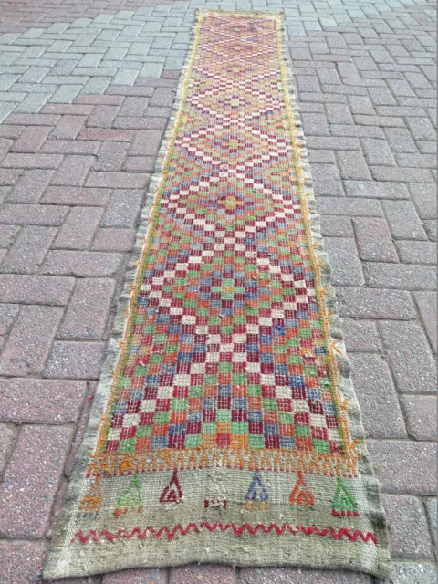 Runner Rug, Stairs Rug, Vintage Turkish Long Kilim, Handmade Rug Runner 20"x122"