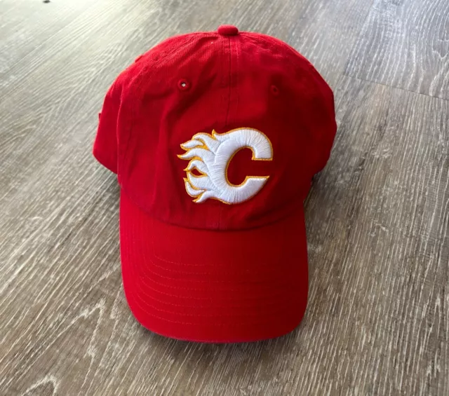 Calgary Flames ‘47 Brand Clean Up Adjustable Hat NHL Hockey Logo Embroidered Red