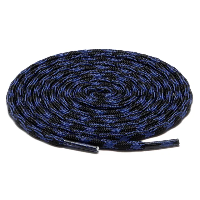 1Pair Wave Blue Black Hiking Work Boot Shoe Laces for 5 6 7 8 9 eyelet Stay Tied