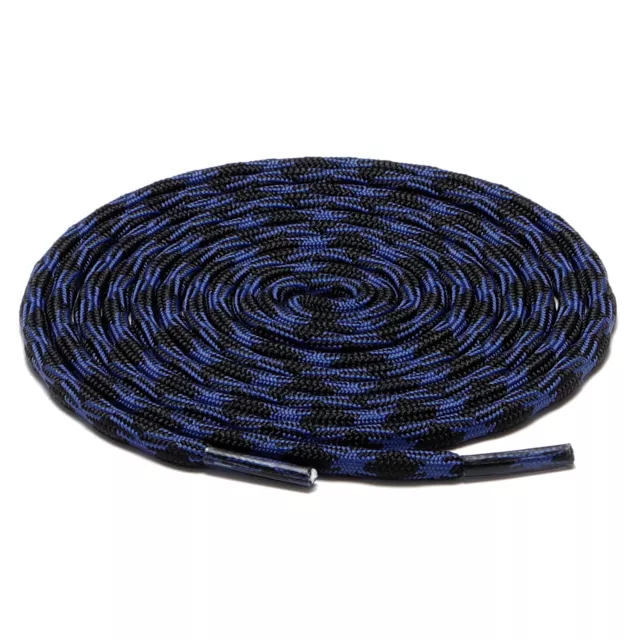 1Pair Wave Blue Black Hiking Work Boot Shoe Laces for 5 6 7 8 9 eyelet Stay Tied