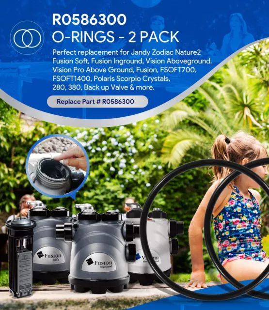 2-Pack R0586300 VITON Collar O-Ring Kit for Zodiac Jandy Equipment 2