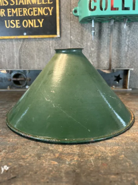 vintage Porcelain on steel industrial lamp shade light factory enamel
