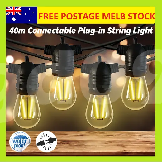 40M LED Festoon String Lights Bulbs Waterproof Connectable Outdoor Wedding