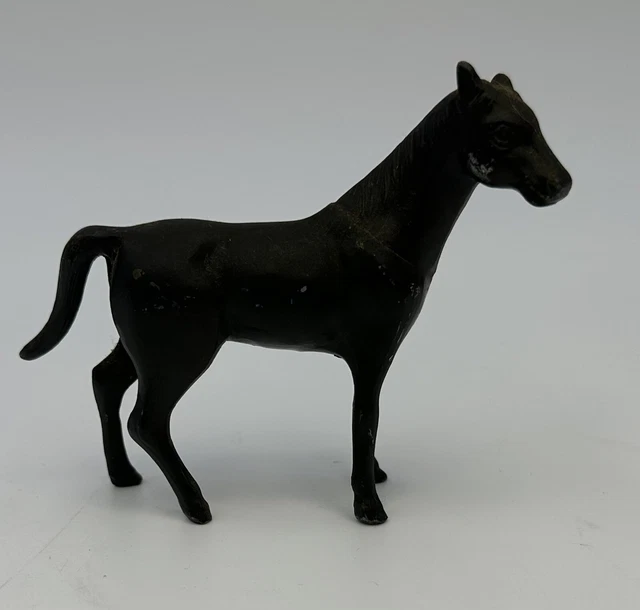 Vintage Small Cast Iron 3.25" Black Horse Figurine Stamped Japan