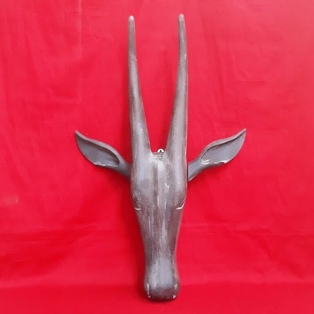 Vintage Wooden Bull Head Rare Estate Cow Corbal Wall Hanging Bracket Collectible