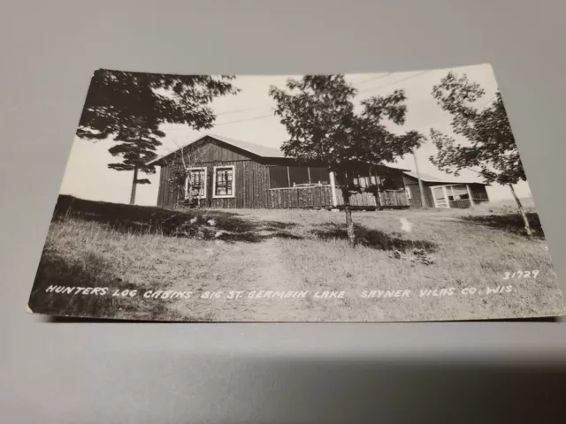 RPPC Hunters Cabins Big St Germain Lake Sayner Vilas Wisconsin Old Postcard  D9