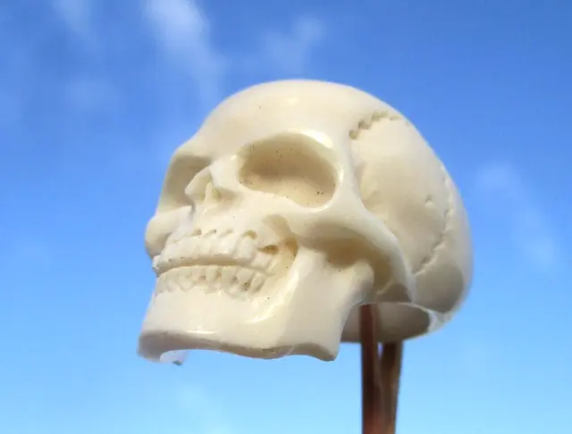 Schädel , skull - Ring Größe 20 aus Bein (Rinderknochen) geschnitzt !