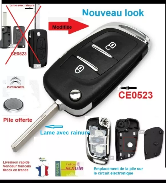 Coque clé Citroën C2, C3, C4, C5, C6, berlingo, Picasso, Jumpy