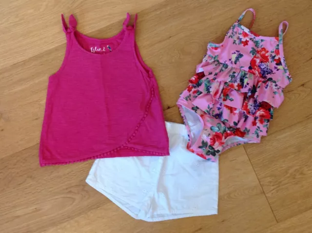 Baby girl aged 9-12 month summer clothes bundle-shorts, top & swiminug costume 