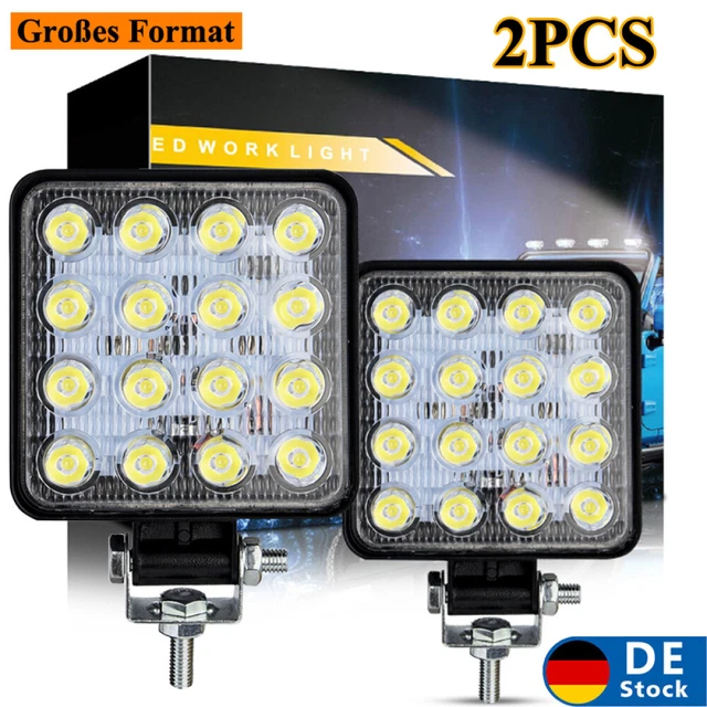 2X 48W LED Arbeitsscheinwerfer Offroad Bagger Scheinwerfer Flutlicht 12V 24V DE