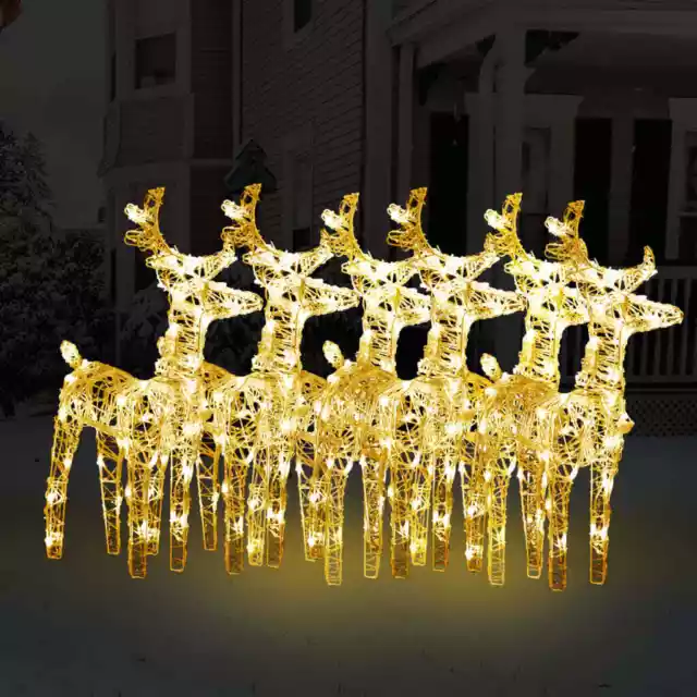 vidaXL Christmas Reindeers 6 pcs Warm White 240 LEDs Acrylic