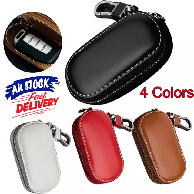 PU Leather Key Holder Case Keychain Zipper Pouch Bag Car Wallet Key Ring Unisex