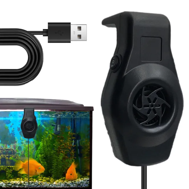 Mini Aquarium Cooling Fan Hang-On Fish Tank Water Tempeture Cooler USB Charger