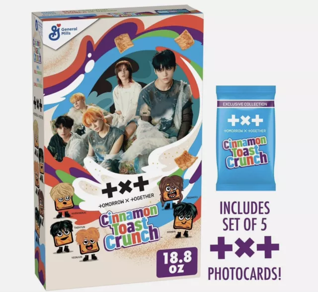 TXT K-POP Cinnamon Toast Crunch Cereal Collectible W/ Photo Cards NEW SEALED